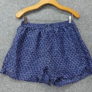 90s Vintage Perry Ellis Silk Boxer Shorts Mens M Blue Geometric Medallion Lounge